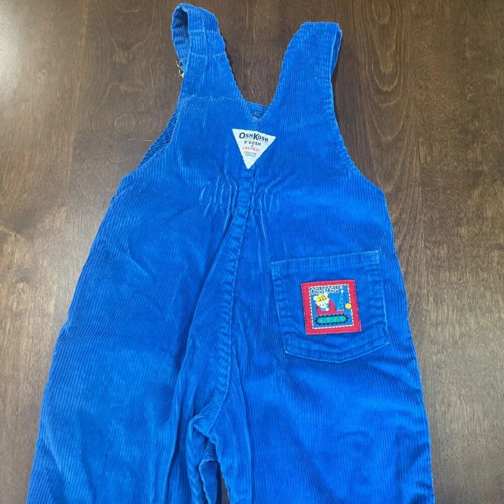 Vintage OshKosh Vestbak Corduroy Overalls Unisex Baby Size 18M USA Made‎ Crane